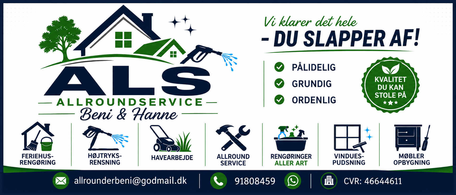 ALS Allroundservice – Beni & Hanne, ydelser og kontaktoplysninger